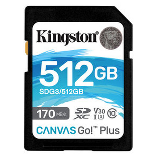 SECURE DIGITAL HC 512 GB CANVAS GO PLUS CLASE10 KINGSTON (Espera 4 dias)