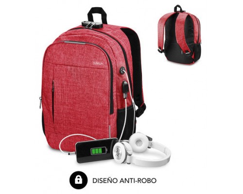 SUBBLIM Mochila para Portátil Urban Lock Backpack 16" Red (Espera 4 dias)