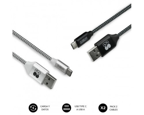SUBBLIM PACK 2 CABLES USB TIPO USB-C-A 3.0 1 M BLACK/SILVER (Espera 4 dias)