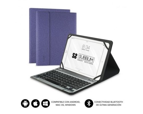 FUNDA + TECLADO TABLET KEYTAB PRO BLUETOOTH 10.1"" MORADO SUBBLIM (Espera 4 dias)