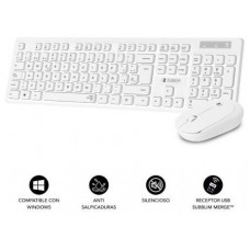 SUBBLIM Teclado Ergonómico y ratón Combo Business Slim Silencioso Inalámbrico 2.4G Blanco (Espera 4 dias)