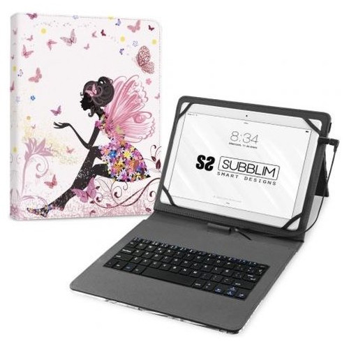 FUNDA CON TECLADO MICRO USB &ndash; TYPE C KEYTAB USB 11" HADAS (Espera 4 dias)
