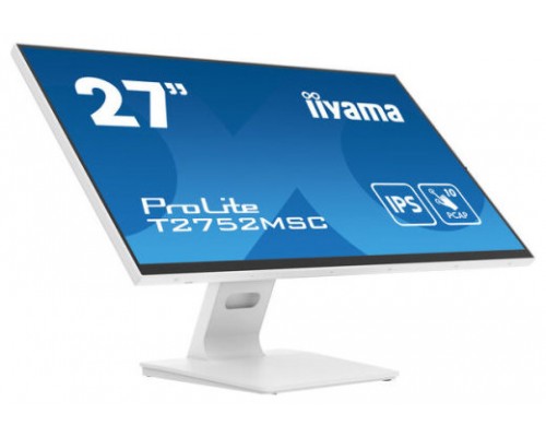MONITOR IIYAMA 27" WHITE BONDED PCAP 10P TOUCH, 1920X1080, IPS-PANEL, FLAT BEZEL FREE GLASS FRONT, HDMI, DISPLAYPORT, 360CD/M² (WITH TOUCH), USB HUB 2X 3.2, SPEAKERS (T2752MSC-W1) (Espera 4 dias)