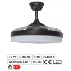 Ventilador/Plafon LED modelo TAHITI de acabado negro,