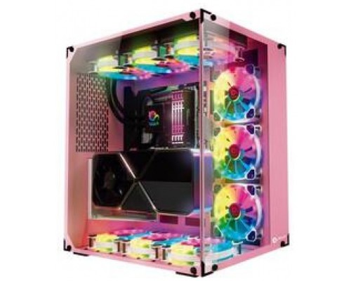 Talius caja Atx gaming Cronos Orchid RGB cristal templado USB 3.0 (Incluye 3 ventiladores)