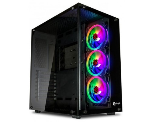 Talius caja Atx gaming Cronos Negra RGB cristal templado USB 3.0 (Incluye 3 ventiladores)