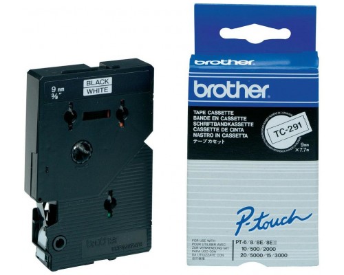 BROTHER Cinta laminada blanco/negro 9mm