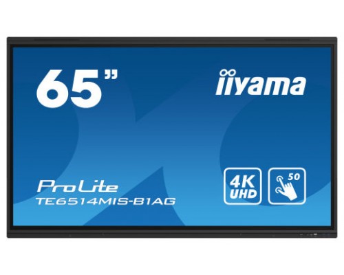 iiyama TE6514MIS-B1AG pantalla de señalización Panel plano interactivo 165,1 cm (65") LCD Wifi 435 cd / m² 4K Ultra HD Negro Pantalla táctil Procesador incorporado Android 24/7 (Espera 4 dias)