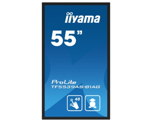 MONITOR IIYAMA 55"  TACTIL / ANDROID 11 / 500CD / RAM 4GB / ROM 32GB / 8MS / USO 24/7 / MODO KIOSCO / IP65 FRONTAL / HDMIX2 / DP X1 / RJ45 / MM / HORIZONTAL-VERTICAL-CARA ARRIBA/  VESA 400X400  (TF5539AS-B1AG) (Espera 4 dias)