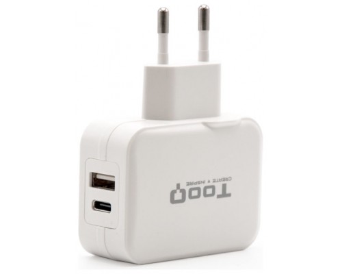 CARGADOR DE PARED TOOQ TQWC-2S02WT USB-C+USB-A 4.8A