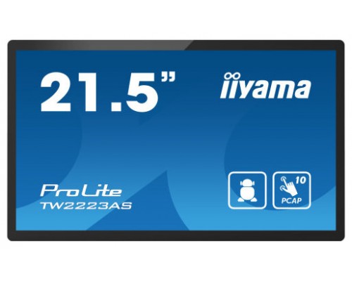 IIYAMA 21,5" PANEL-PC ANDROID 12, SOC RK3399 4GB, 32GB, PCAP BEZEL FREE 10-PTOUCH, 1920X1080, VA PANEL, SPEAKERS, WIFI, BT5.2, MICRO-SD SLOT, USB 2X 2.0 1X 3.2, MINI-JACK (MIC/HEADPHONE), HDMI-OUT, 350CD/M, CABLE COVER, GOOGLE GMS (TW2223AS-B2) (Espe
