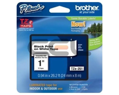 BROTHER Cinta laminada blanco/negro 24mm (Sin Blister)