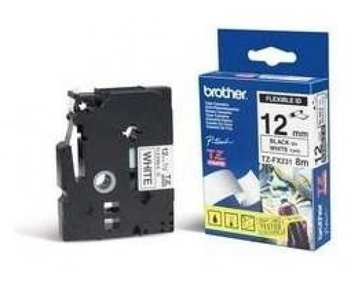 BROTHER Cinta laminada Blanco / negro (Flexibles) 12mm