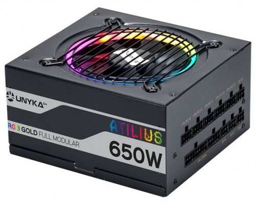 Unyka Atilius Black RGB 650W - 90% Gold - Full modular