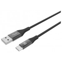 CELLY CABLE USB A USB-C SILICONA 1M NEGRO (Espera 3 dias)