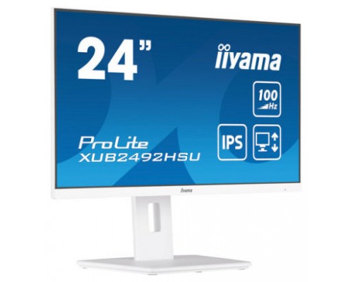MONITOR IIYAMA 24" PROLITE XUB2492HSU-W6, IPS, 100HZ, 0,4MS, USB, HDMI, DISPLAYPORT, ALT 2x2W, ALTU, GIRO, INCLI, PIVOT, BLANCO (Espera 4 dias)