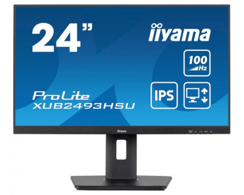 MONITOR IIYAMA 24" PROLITE XUB2493HSU-B6, IPS, 100HZ, 1MS, USB, HDMI, DISPLAYPORT, ALT 2x2W, ALTU, GIRO, INCLI, PIVOT (Espera 4 dias)